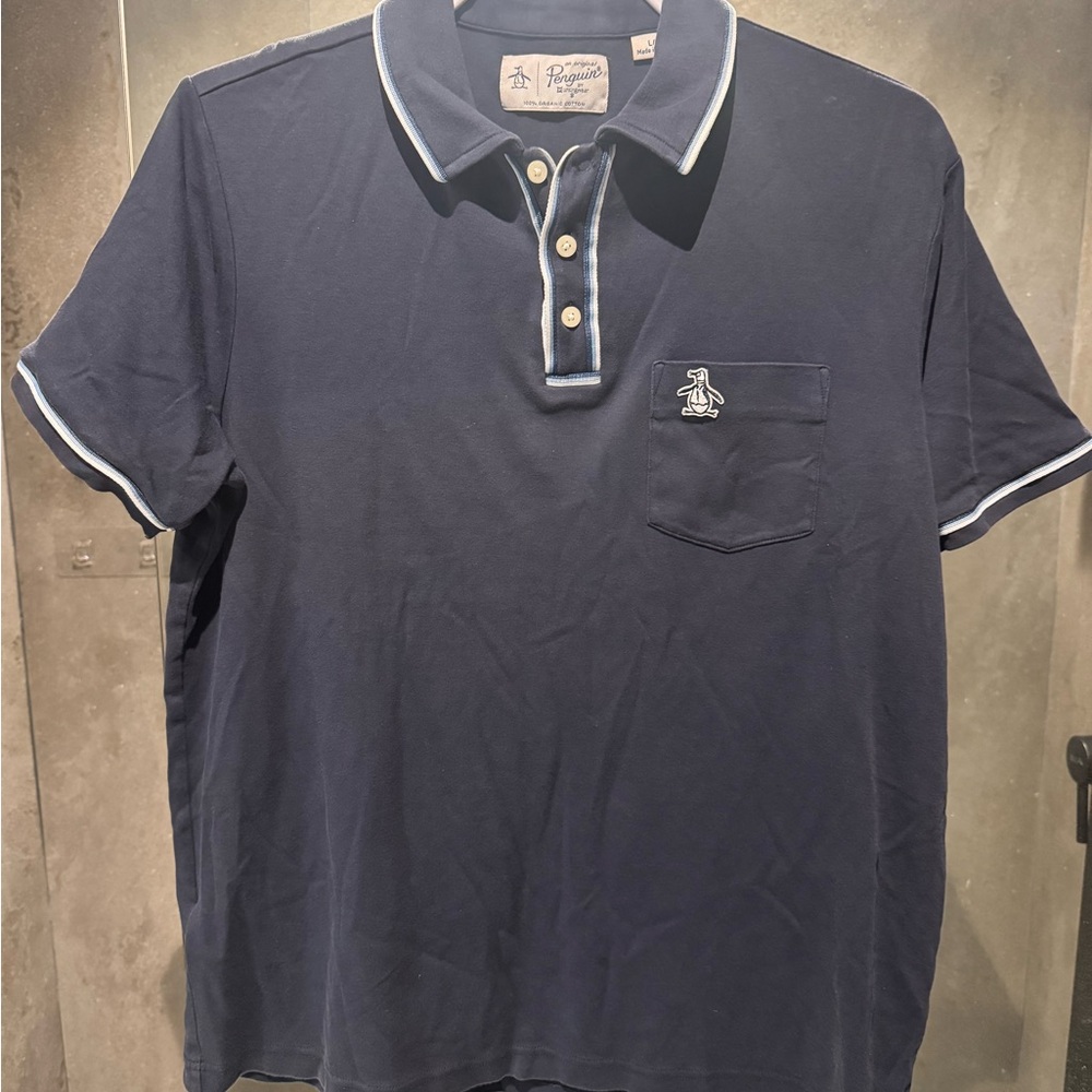 Original Penguin Men's Navy Polo with White Accents